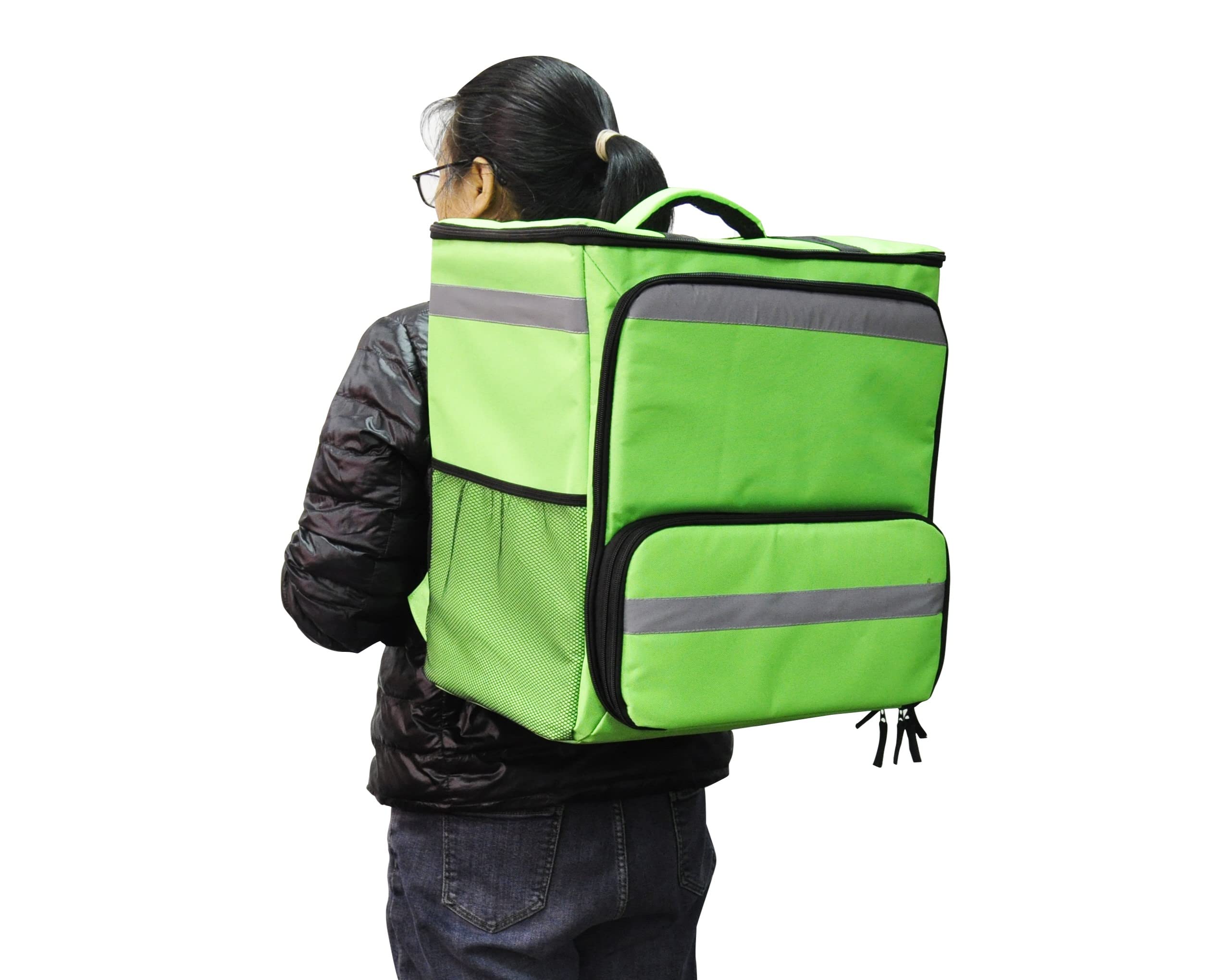 60 l XL großer isolierter Rucksack für Lebensmittellieferung, erweiterbare Catering-Kühltasche, Camping, UberEats Doordash... (Grün)