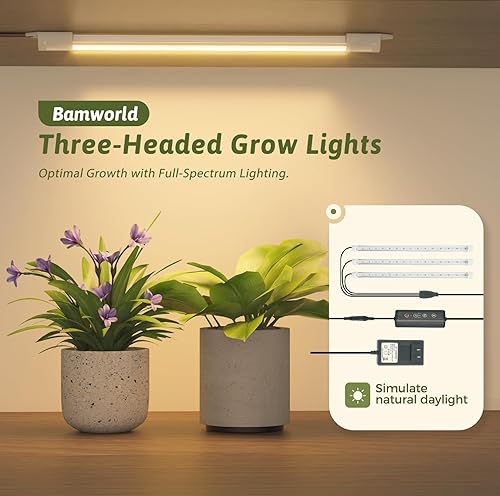 Miniatura 3 de Bamworld Soporte para plantas con luces de crecimiento, estante grande para plantas colgantes de interior, 17 niveles, estante grande para plantas