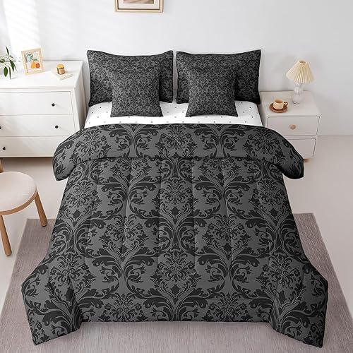 Boho Floral Bed in a Bag King Size Comforter Set 7 Pieces Victorian Bedding Sets