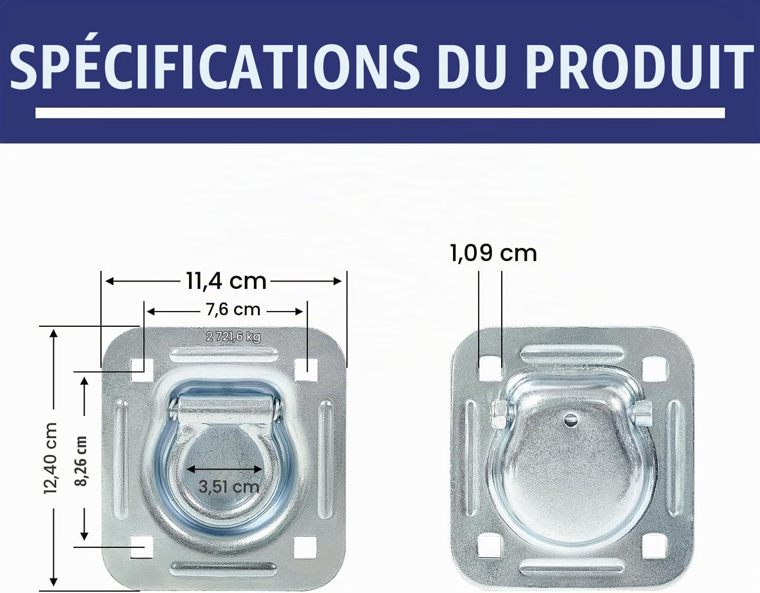 Anneaux D'arrimage en D,Crochet Arrimage en D Traction,4PCS Anneau de Corde de Remorque encastré en Acier Inoxydable,Portant 2270Kg,pour Sécuriser L’Ancrage des Bateaux,Cargaisons,Camions,Fourgonnette