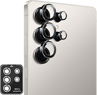 واقي عدسة الكاميرا من رونجيب لموبايل سامسونج جالاكسي S25 الترا مع دعامة محاذاة تلقائية بدرجة صلابة 9 مضادة للخدش والسقوط باطار من خليط معدني من الالومنيوم والزجاج