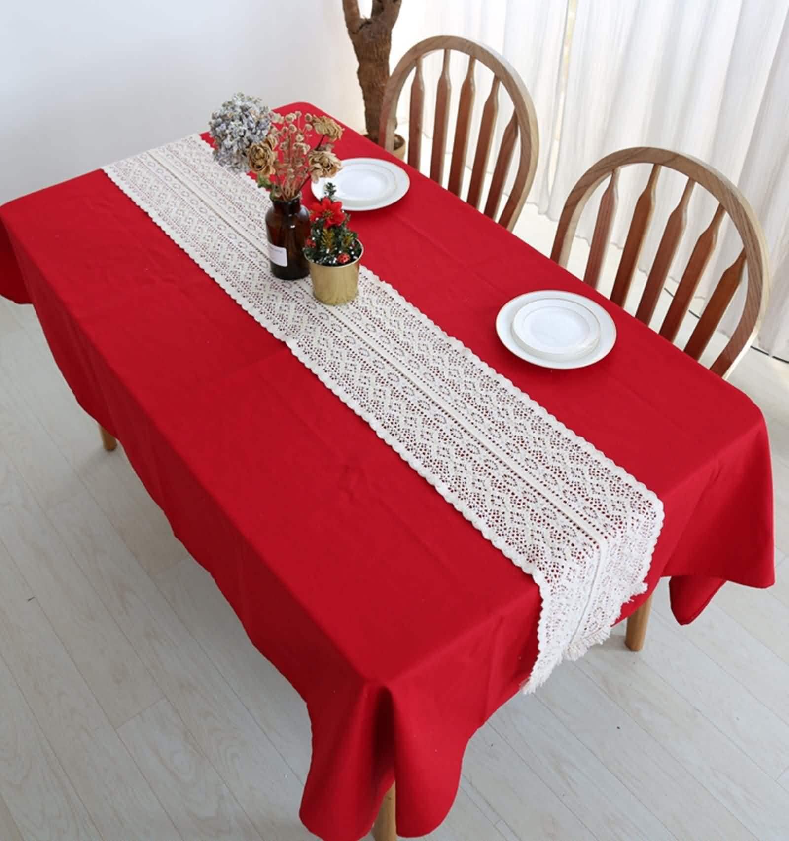 Chemin de Table Saint Valentin, Chemin de Table 300 CM Coton Blanc 24CM Motif de Fleurs Creuses Deco Intérieure et Extérieure