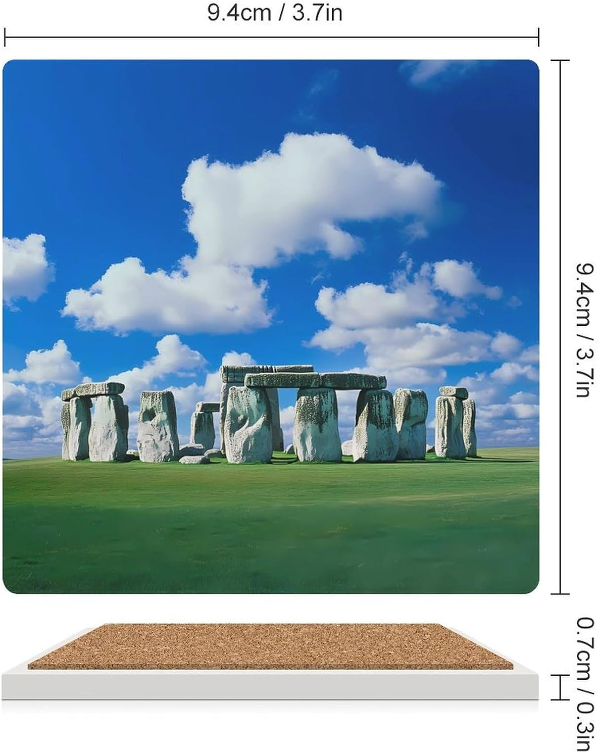 Mysterious Stonehengee in UK Coasters for Drinks Square Ceramic Coasters Cup Mats with Cork Base