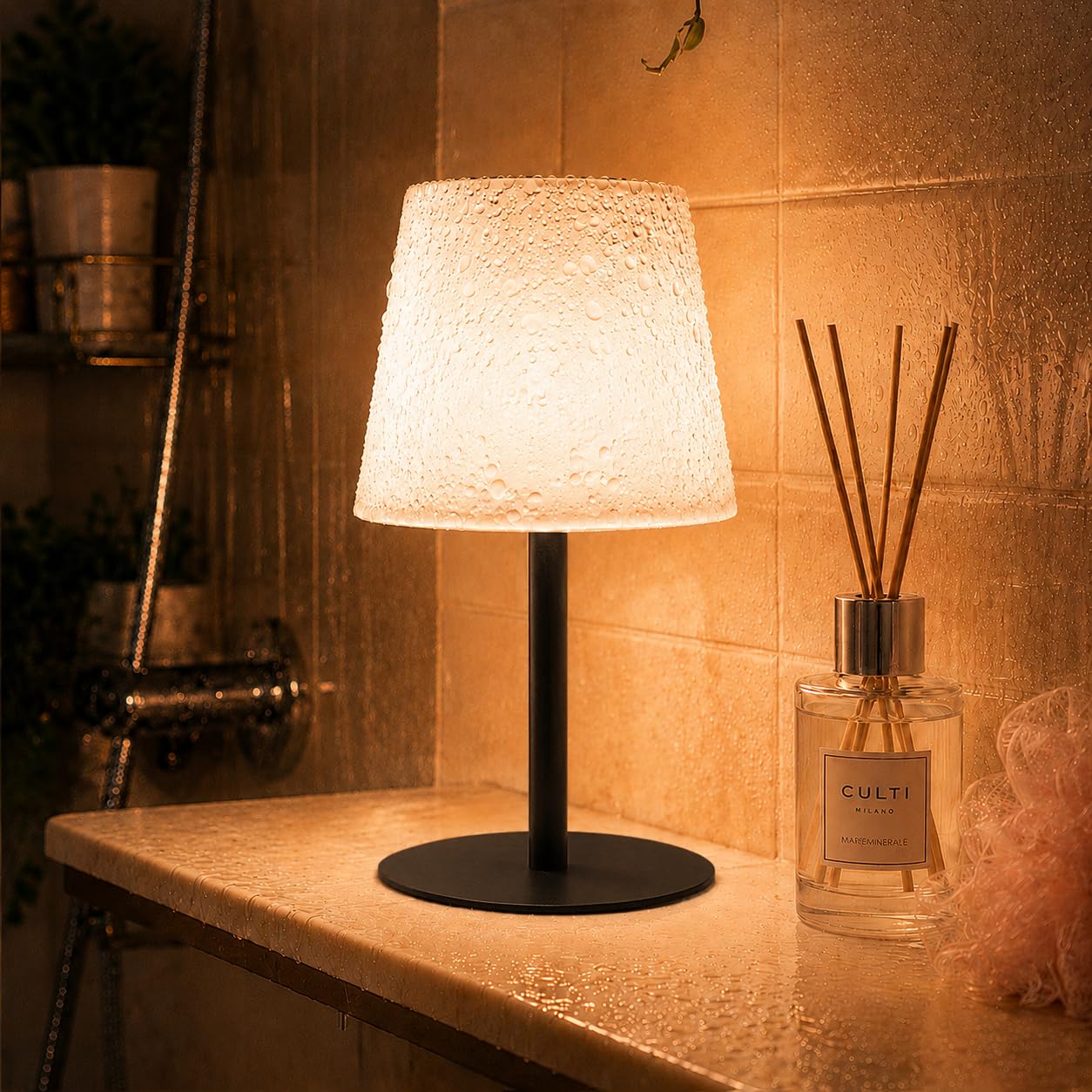 EZVALO Spa-Like Shower Lamp – IP65 Waterproof Bathroom Lamp, Rechargeable Cordless Mood Light, 3 Color Temps for Relaxing Bathroom &amp; Bathtub Experience 1 Pack (Black)