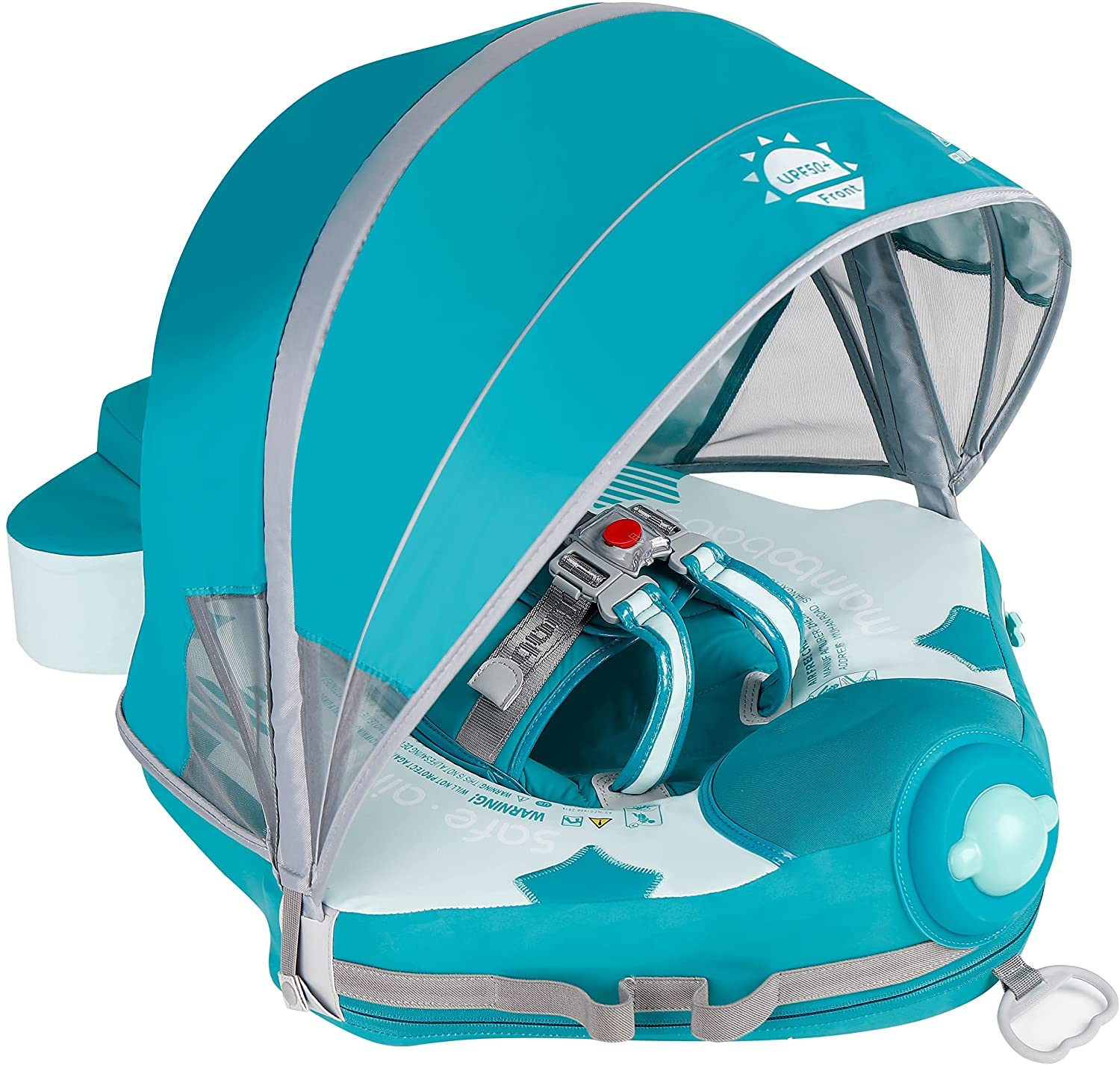 HECCEI Bambino Salvagente Ciambella Neonato, Mambobaby N0.7 Swim Float con Parasole Non Gonfiabile Safety Regolabile Anello di Nuoto 3-48 Mesi Toddler