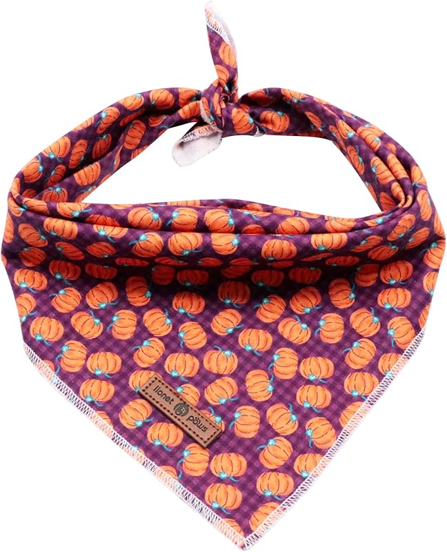 Bandana Triangular de Halloween para Cães e Gatos em Algodão Lionet Paws – Tamanhos S e L