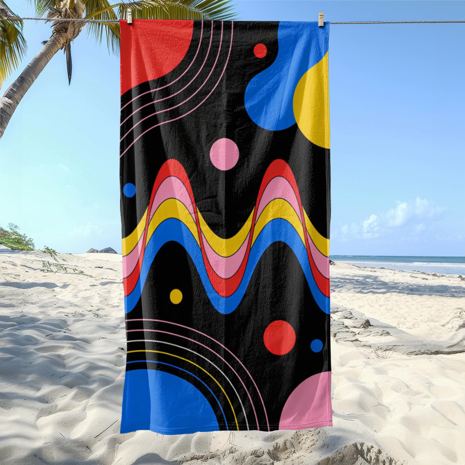 Fouta PlageRouge Jaune Vert Dinosaure Modèle Surdimensionné avec Diverses Tailles, Respirante et Portable, Parfaite pour Voyages Sorties Piscine et Usage Extérieur Quotidien 90x160 cm