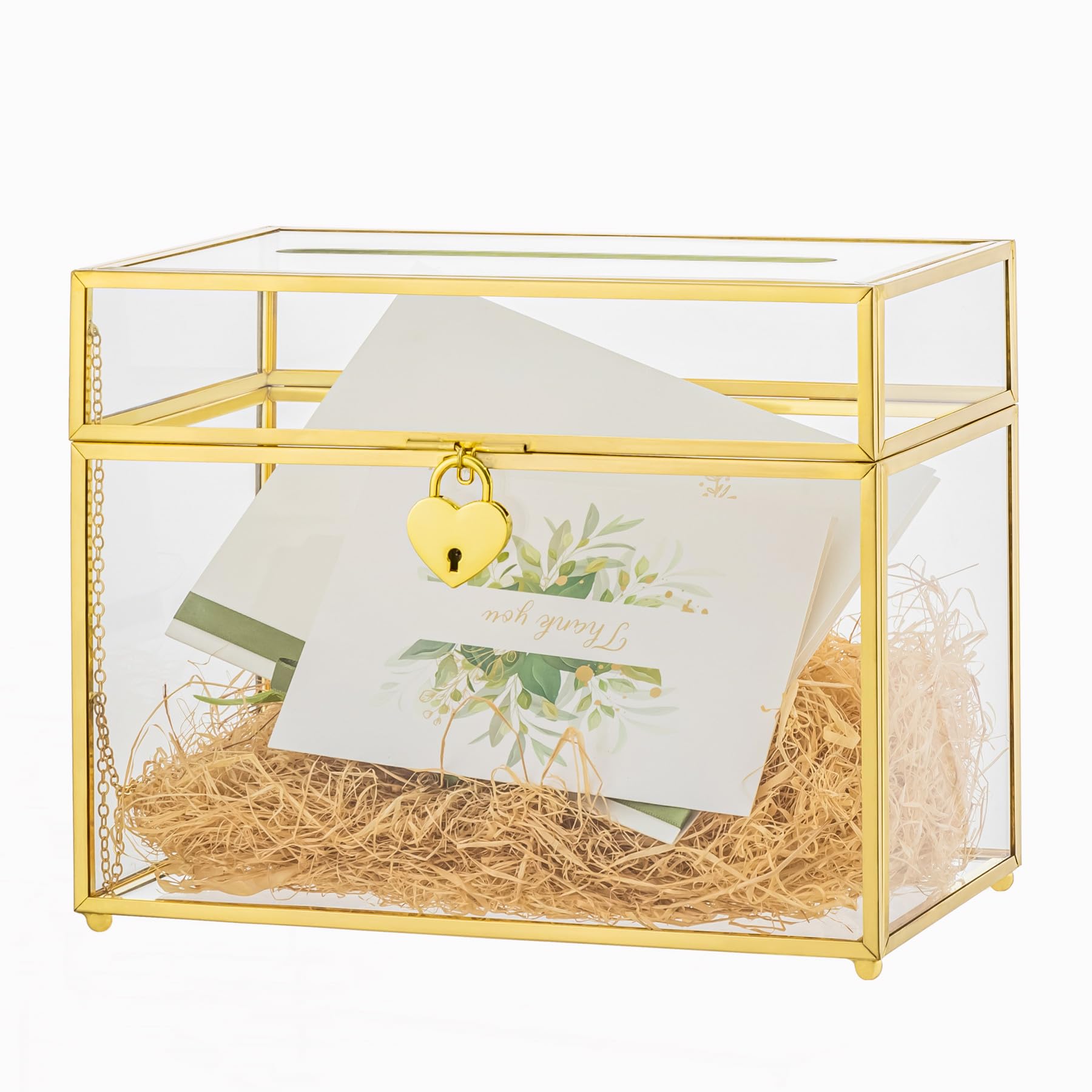 NCYP 32x15x23 Cm Goldene Glas Kartenbox Hochzeit Mi Produktbild-Vorschau 14