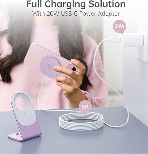 Miniatura 4 de Cargador inalámbrico magnético para iPhone 1615141312 - Cargador Mag+adaptador USB C de 20 W, soporte de carga inalámbrica rápida con cable de 5
