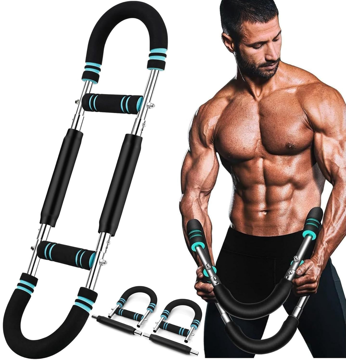 SARVO Twister Arm Trainer for Men - Adjustable Chest Workout Equipment for Home Gym, Muscle Builder & Strength Training for Arms, Chest. Blue, 70-110lb-picture-11