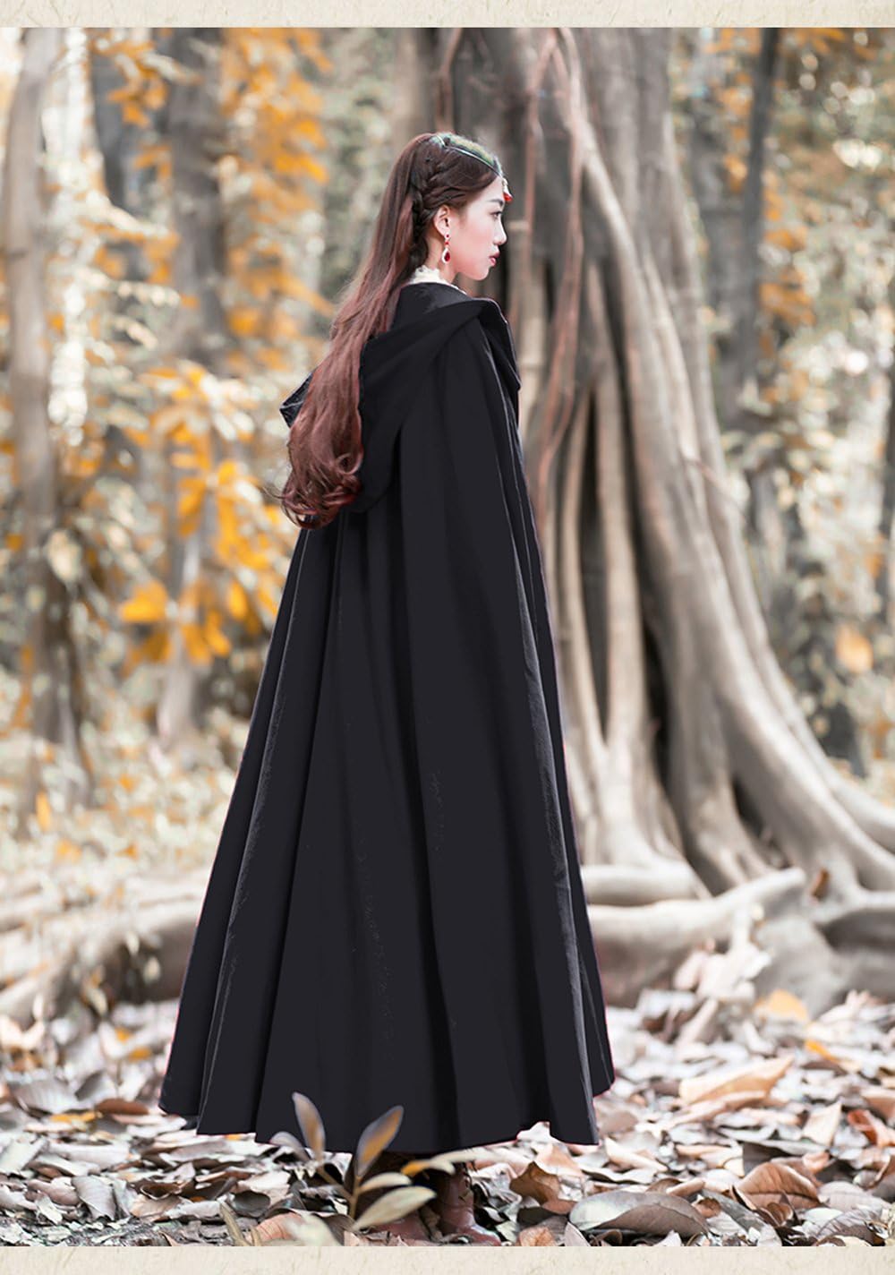 Baoqiya Women's Wool Blend Capes Hooded Cloak Outwear Poncho Warm Autumn and Winter Coat