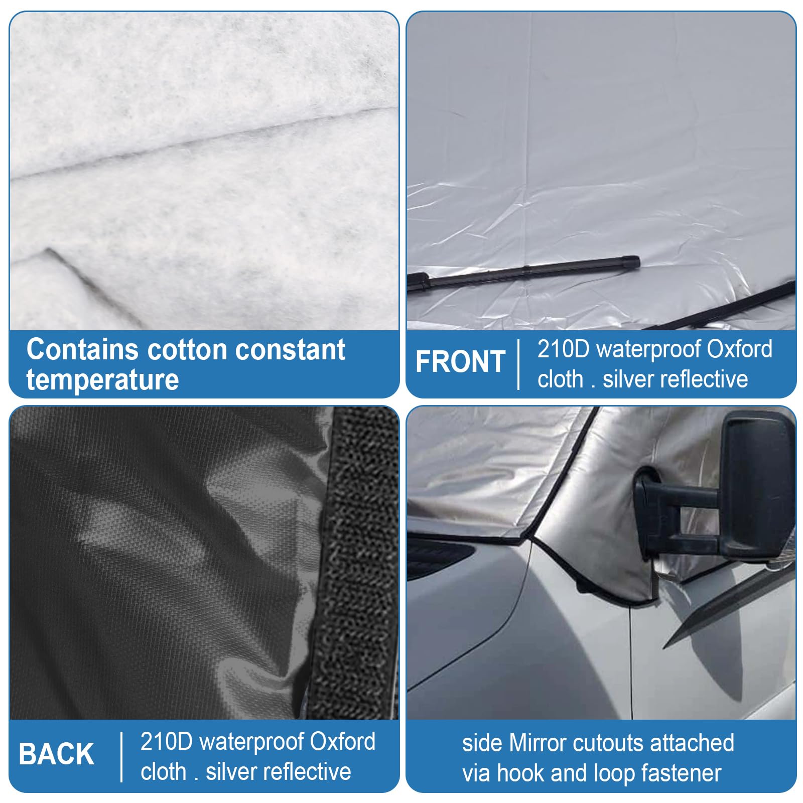 Zewnętrzna osłona termiczna na przednią szybę do Ford Transit Custom 2012-2022, wodoodporna osłona przedniej szyby, zaciemniająca osłona przed śniegiem, lodem, kurzem, osłona przeciwsłoneczna