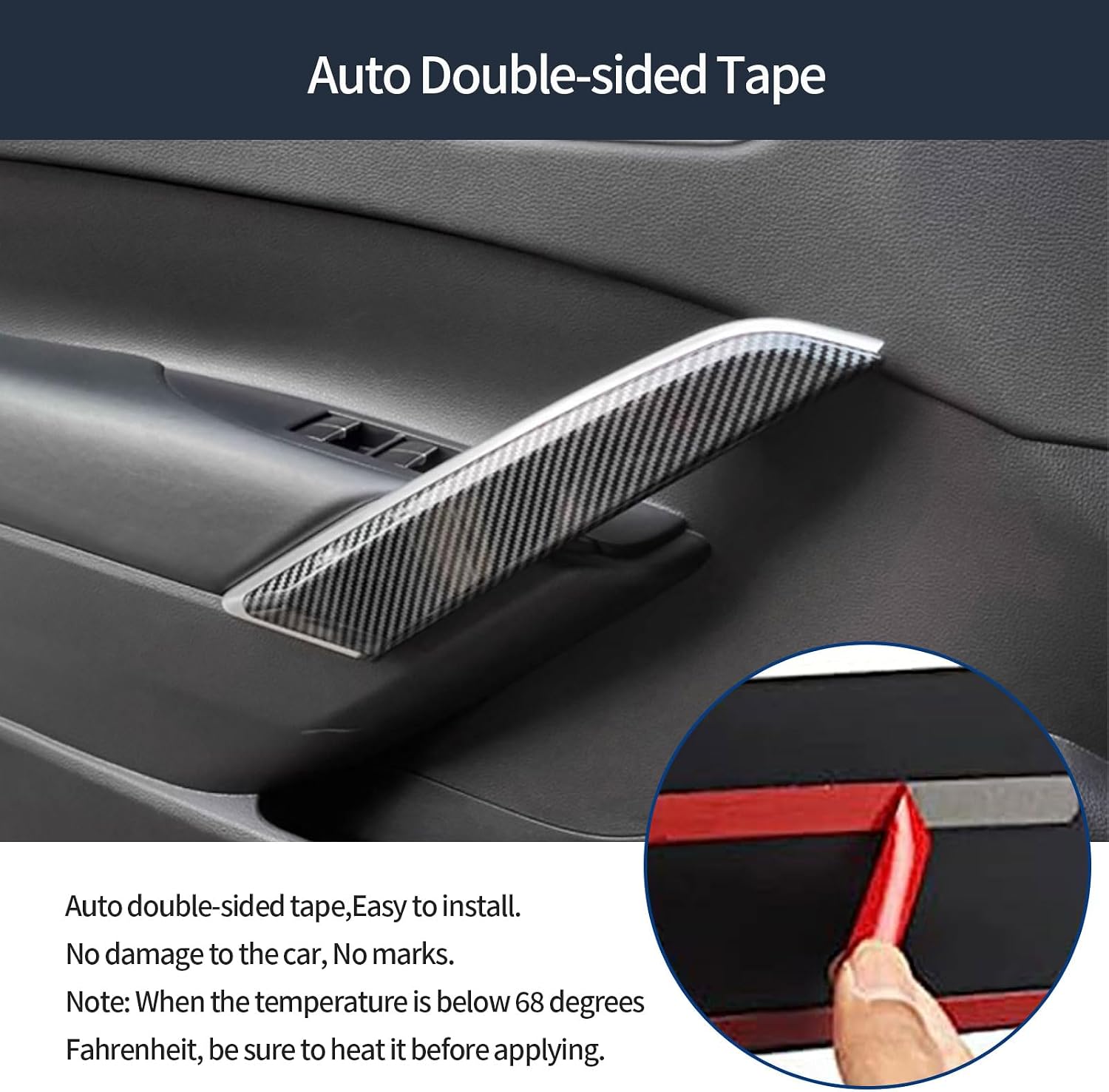 Inner Door Panel Decoration Compatible With Toyota Corolla Cross 2026 2025 2024 2023 2022 Door Panel Armrest Cover Trims Interior Car Accessories ABS 2PCS(Carbon Fiber Style)