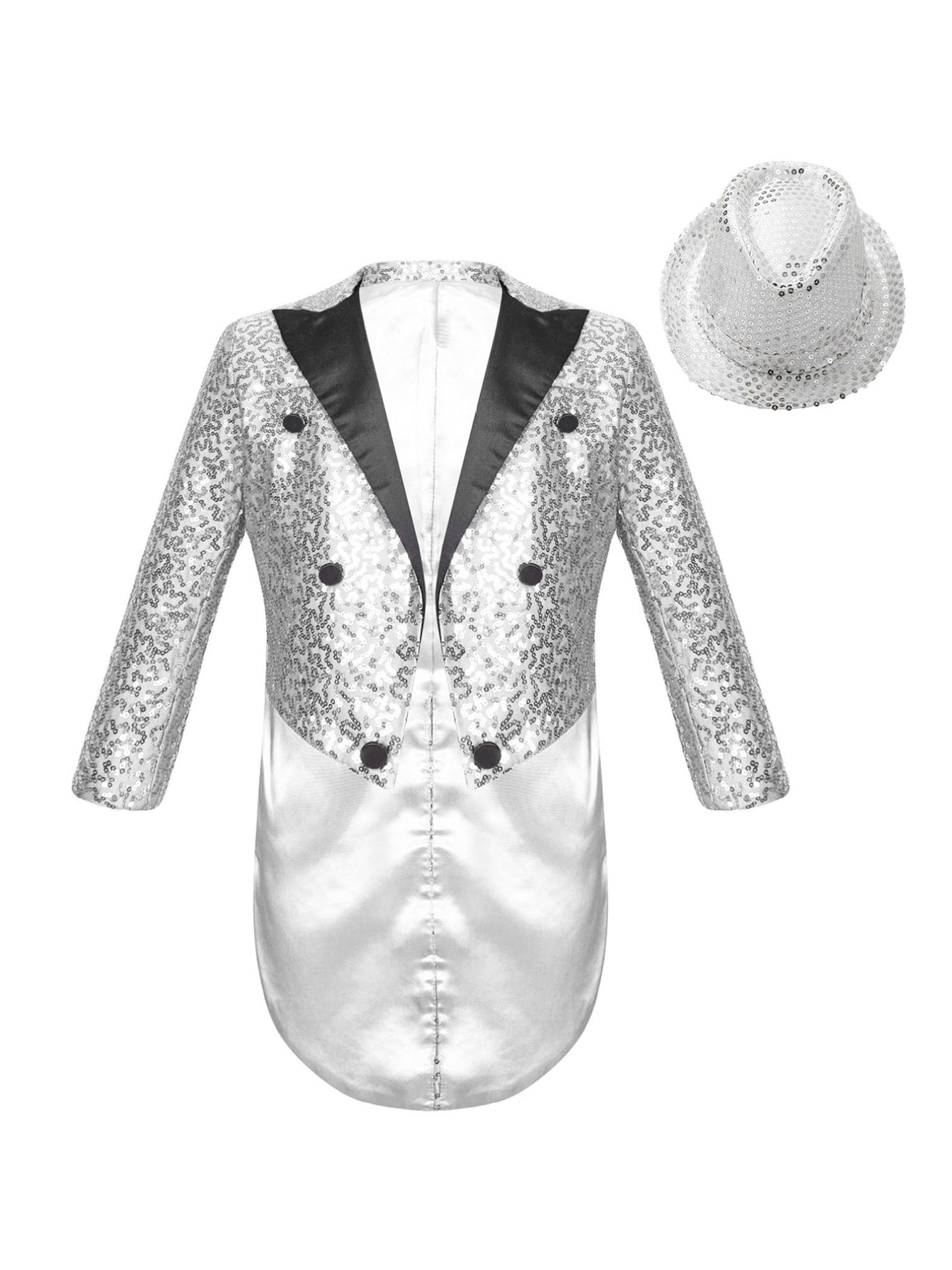 ranrann Tailcoat da Domatore Circo Ringmaster Circus Bambini Ragazzi Blazer da Showman Mago Cappotto con Cappello Costume Cosplay di Halloween Mascherata Carnevale