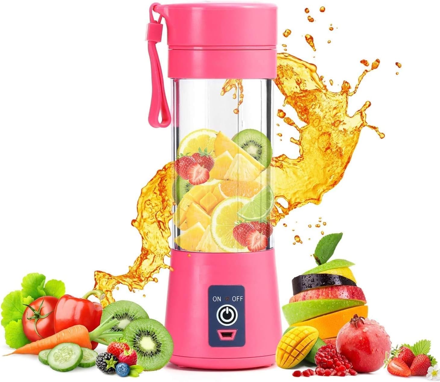 Farberware Portable Electric USB Juice Maker Juicer Bottle Blender Grinder Mixer,6 Blades Rechargeable Bottle with (Plastic)(MULTI) (SMALL)