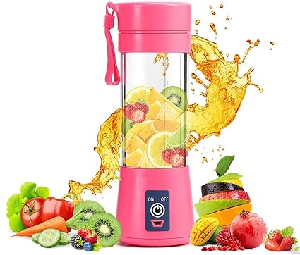 GOSK Enterprise - Portable Juicer Mixer Grinder USB for Travel Mini Small Juices Juicer Bottle Blender,Grinder Mixer,6 Blades Rechargeable Bottle with (Multicolor)380ml (2)