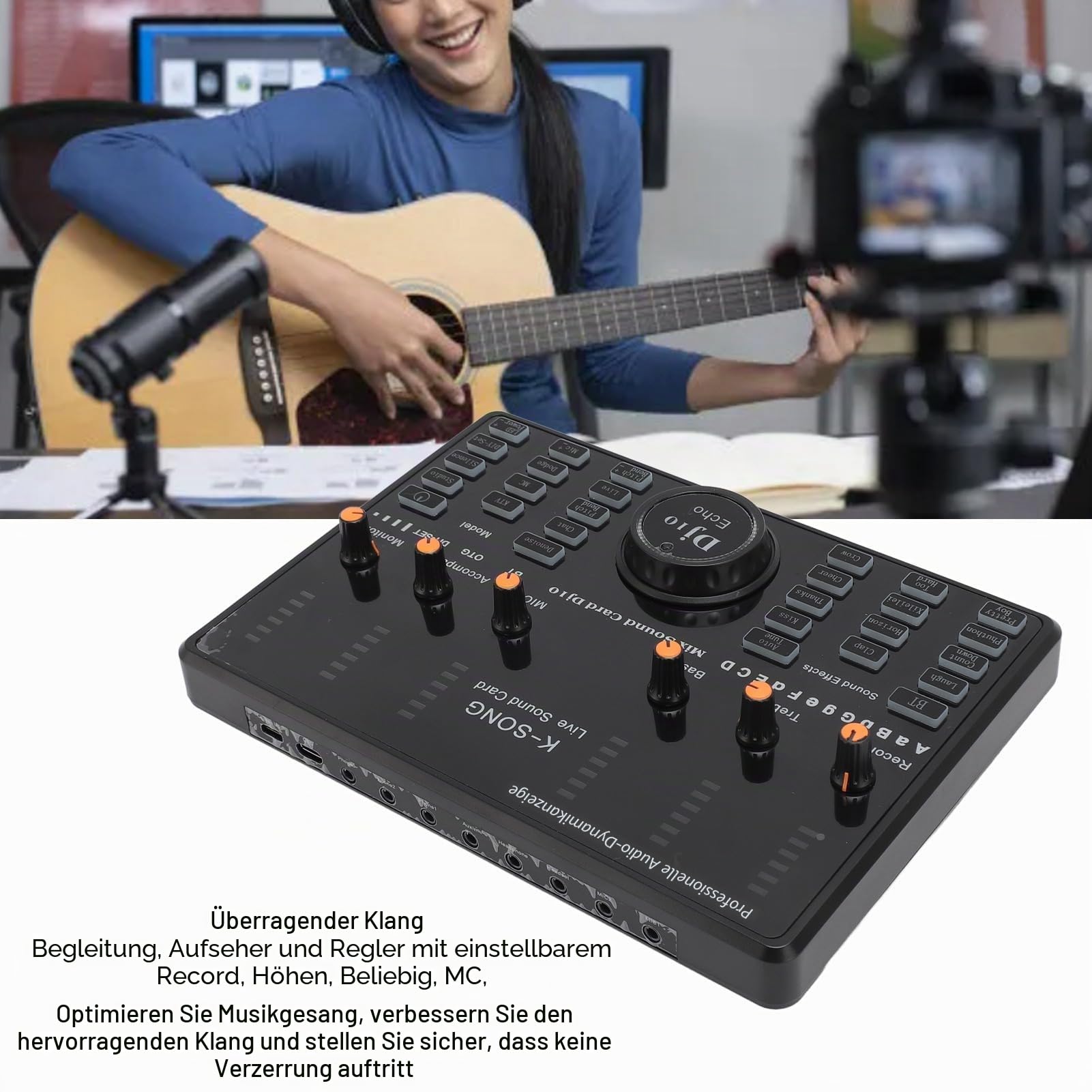 Live-Soundkarte, 12 Arten von Soundeffekt-Soundboard-Sprach Wechsler, Unterstützung 2 Mic, Podcast-Geräte-Bundle für PC-Gaming-Live-Streaming-Podcast
