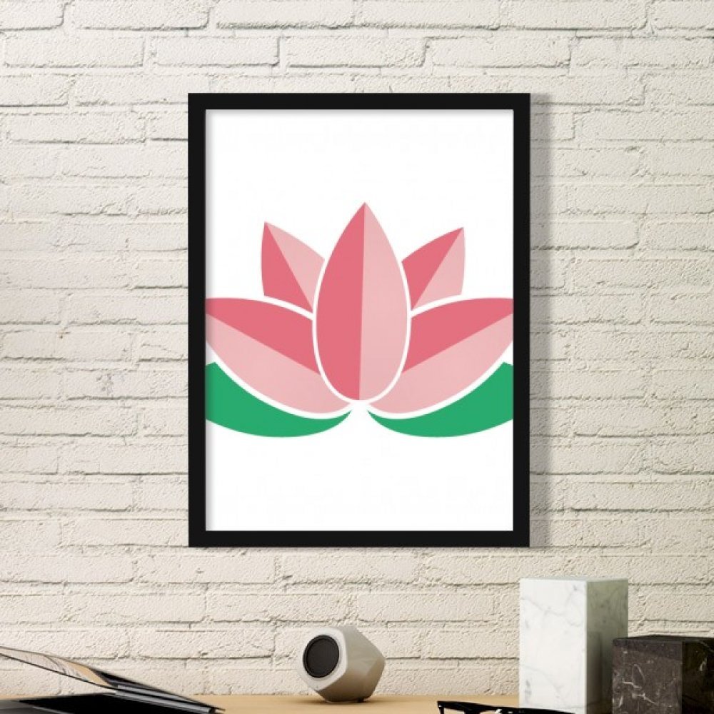 Fleur de lotus peinture artistique avec cadre en bois noir décoratif