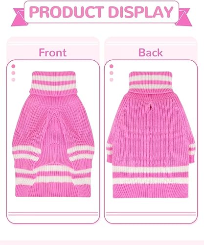 Miniatura 3 de JOYAHOO Suéter para perro, suéteres de invierno para perros pequeños y medianos, suéter clásico a rayas de cuello alto, ropa para perro, traje de