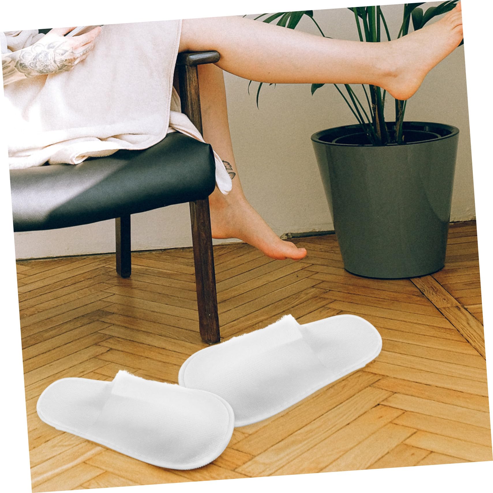 12 Paia di Pantofole da Hotel Monouso Unisex Bianco Suola Antiscivolo, Morbide e Comode, per Party e Motel
