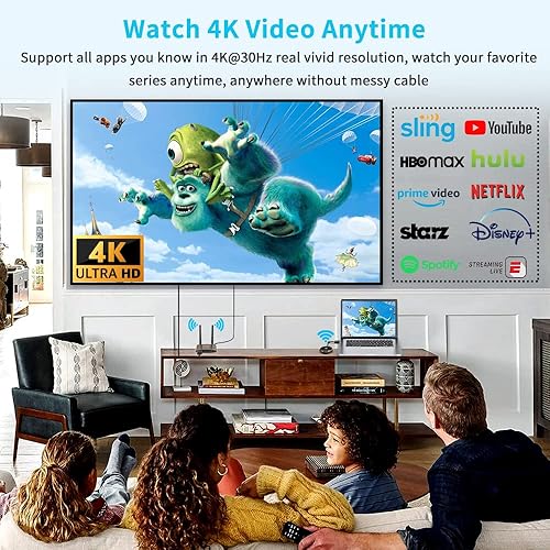 Miniatura 4 de TIMBOOTECH Transmisor y receptor inalámbrico HDMI 4K, pantallas duales HDMI y VGA Live Casting 5G VideoAudio para computadora portátil, caja de