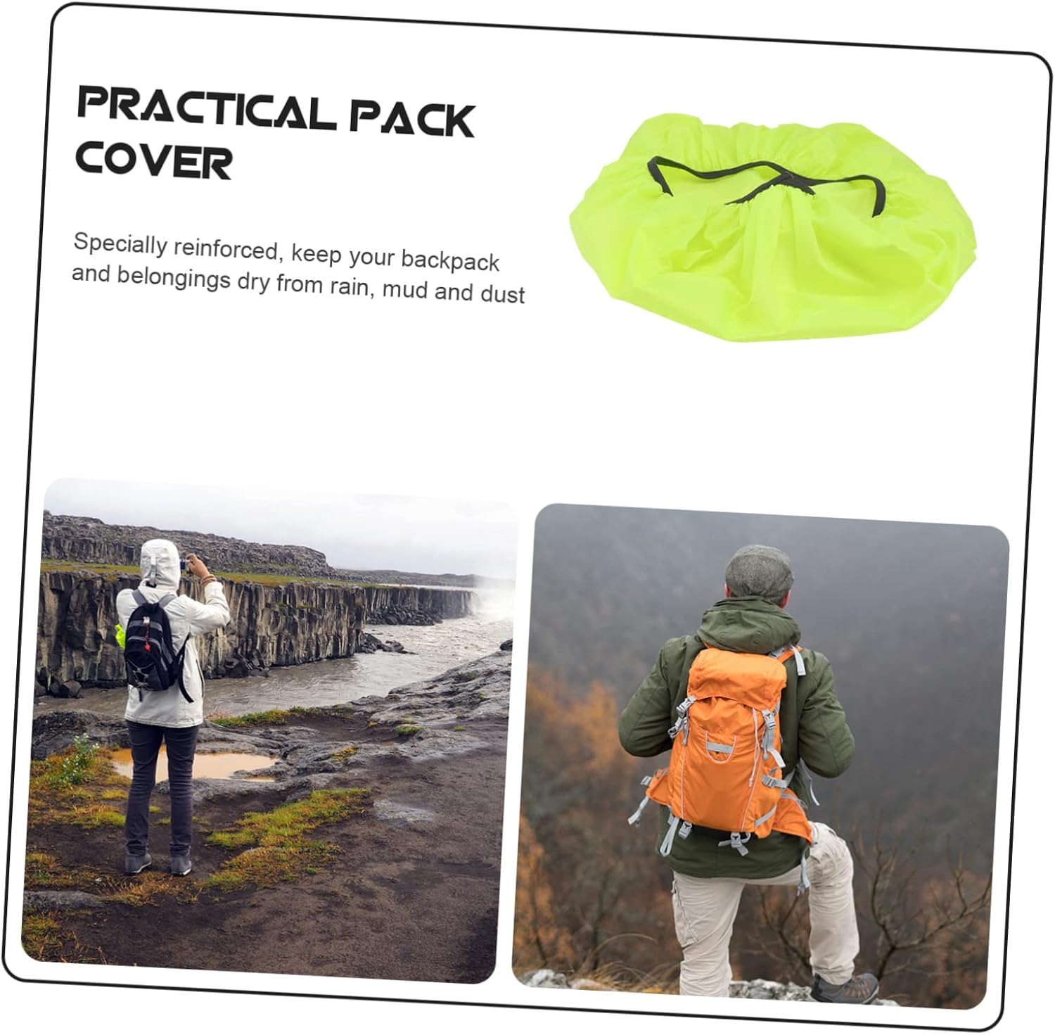 Kisangel 2pcs Backpack Rain Cover Outdoor Rucksack for Hiking and Camping Seamless Design for Weatherproof Travel Green