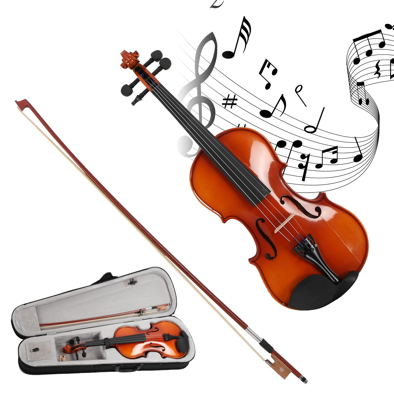 Violine, natürliche Farbe, Massivholz, 4/4-Spezifikation, Saiteninstrument für Anfänger