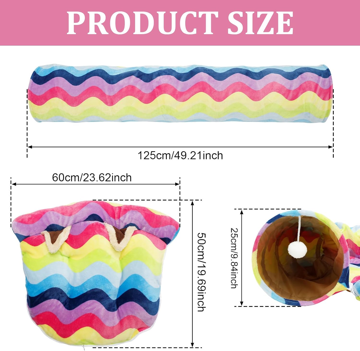 Bunny Tunnel Bed, Cat Tunnel Tubes Toys, Cotton Plush Bunny Tube Tunnel, Removable Rabbit Tunnel Bed, Creative Bunny Tunnel Toy, Interactive Rabbit Tunnel Tube for Cat Bunny