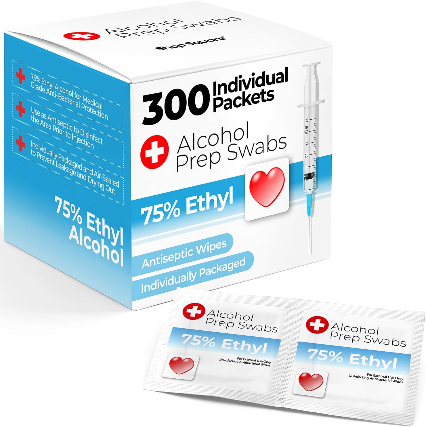 Alcohol Wipes individually Wrapped 300 Pack Isopropyl