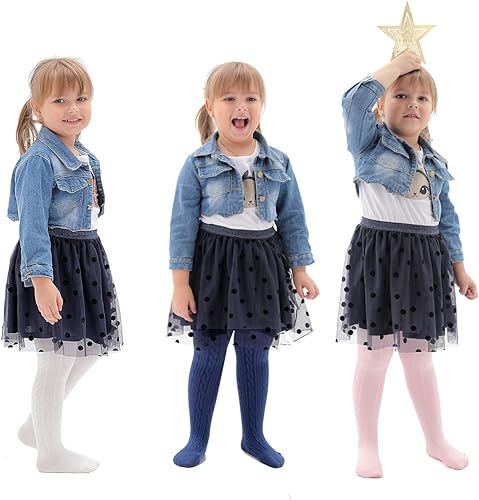 Miniatura 2 de EPEIUS - Pantimedias de punto trenzado, mallas gruesas de algodón para recién nacidos, bebés o niñas pequeñas, paquete de 3, 4, 5 y 6 unidades