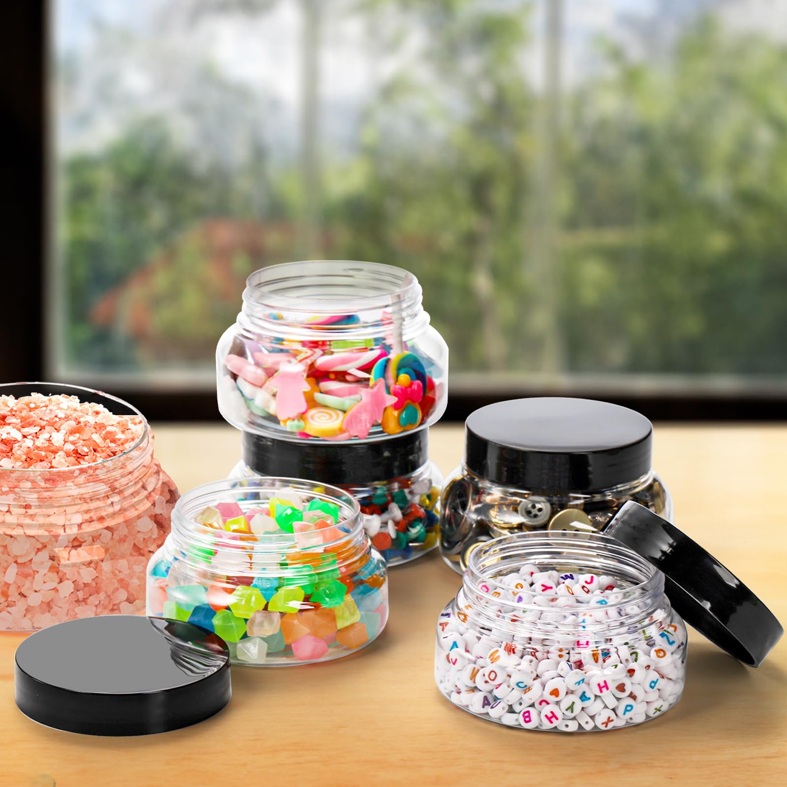 Yarlung 24 Pack 5 Oz Clear PET Plastic Jars with Lids