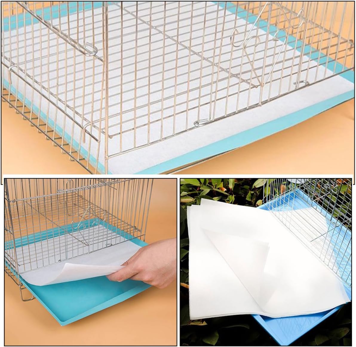 100pcs Bird Cage Liner Paper Absorbent Disposable Pads for Parakeet Parrot Cages Thickened Safe Bedding Accessories for Clean Dry Environments