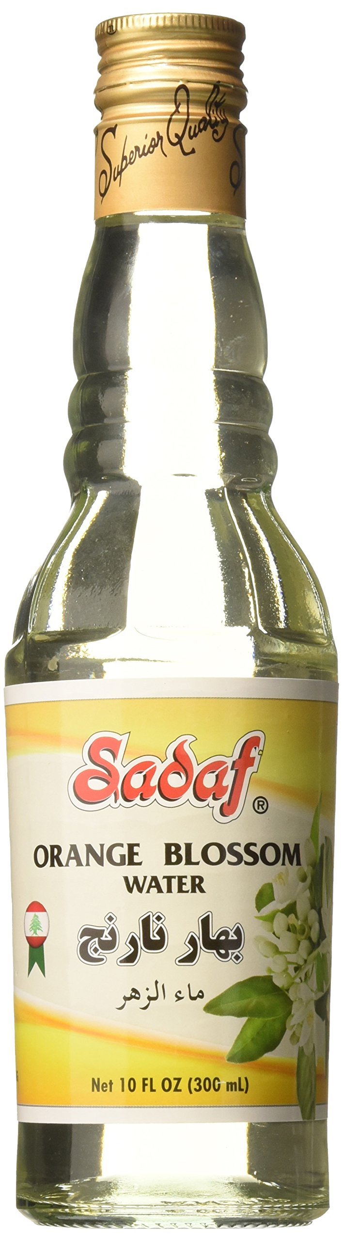 SadafOrange Blossom Water for Cooking - Food Grade Orange Blossom Water for Baking, Food Flavoring or Drinking - Ideal for Persian desserts, cakes or syrups - Product of Lebanon (10 fl Oz)