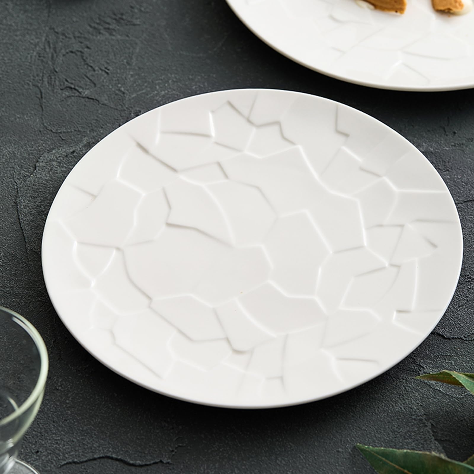 Biały Ceramiczny Talerz Obiadowy Z Wyróżnioną Fakturą, Zastawa Stołowa Na Deser Z Makaronem, Talerz Ekspozycyjny, Talerz Do Serwowania, święto Dziękczynienia Na Weselu(Size:26 * 26 * 2CM,Color:Biały)