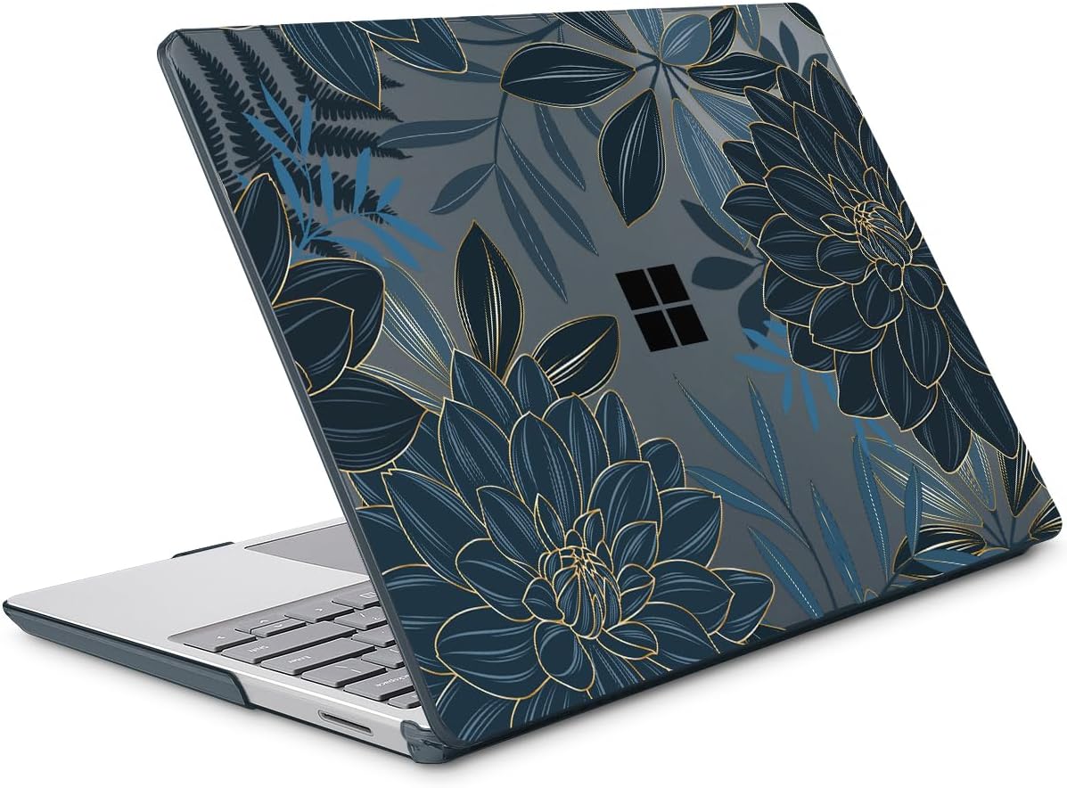 Mektron 2023 Microsoft Surface Laptop GO 3 Case 12.4" Compatible with Go 2/1 Laptop Cover 2022-2020 Releases Model 1943/2013 Plastic Hard Shell Case with Screen Protector, Dahlia Flower C035