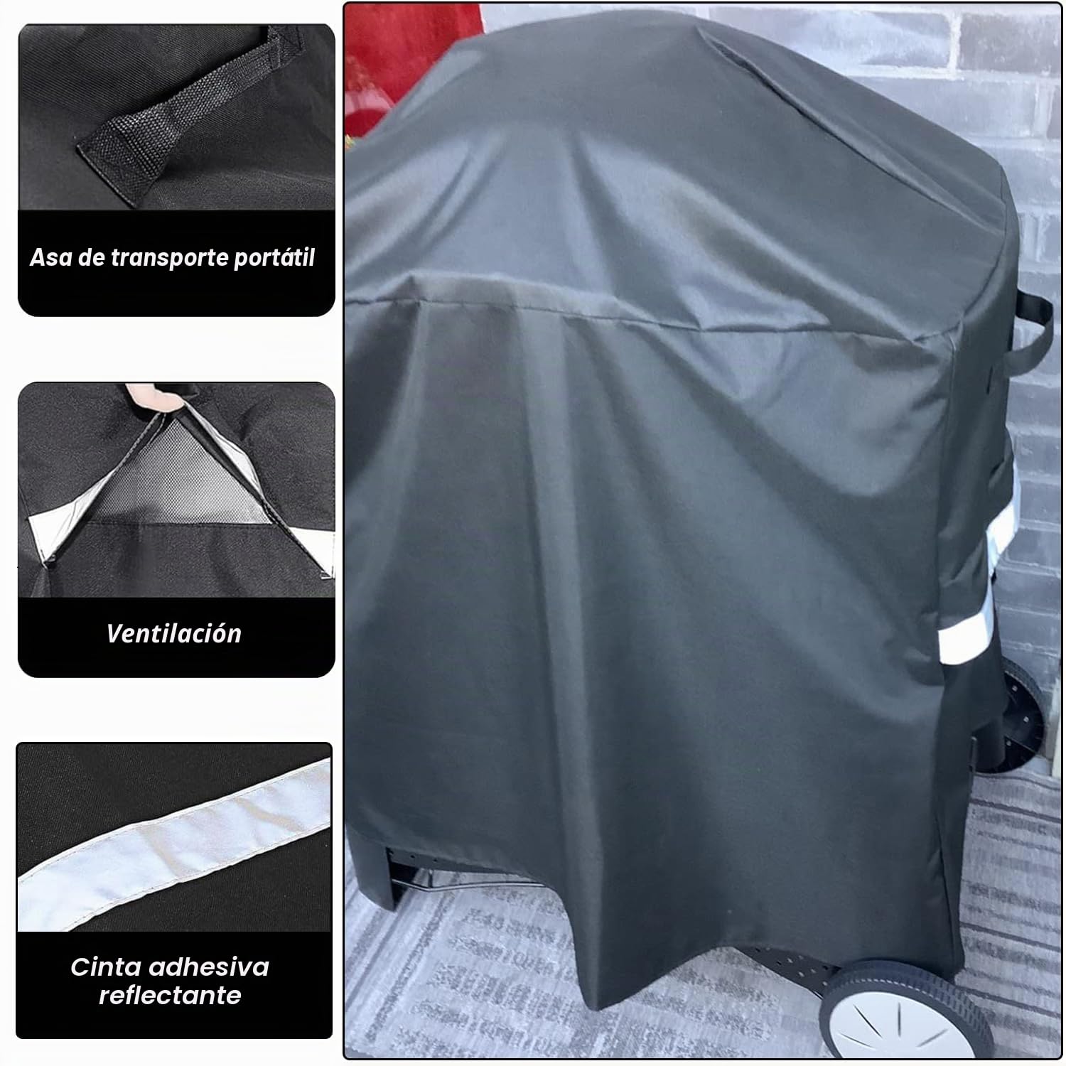 Cubierta de parrilla para Weber Q100/Q200 Series en carro, Oxford 600D, impermeable, resistente al desgarro