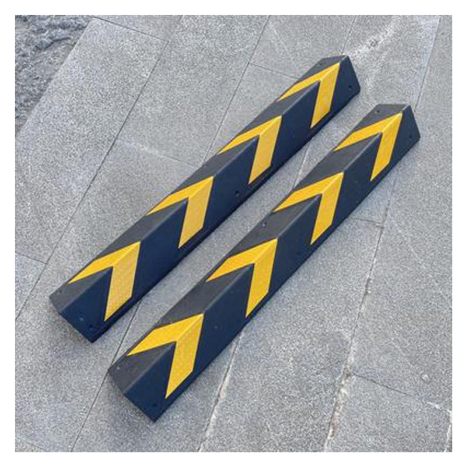 Lot de 2 protections d'angle murales en caoutchouc, protections de bord et de pare-chocs pour voiture, garage et entrepôt, noir + jaune - 120 cm