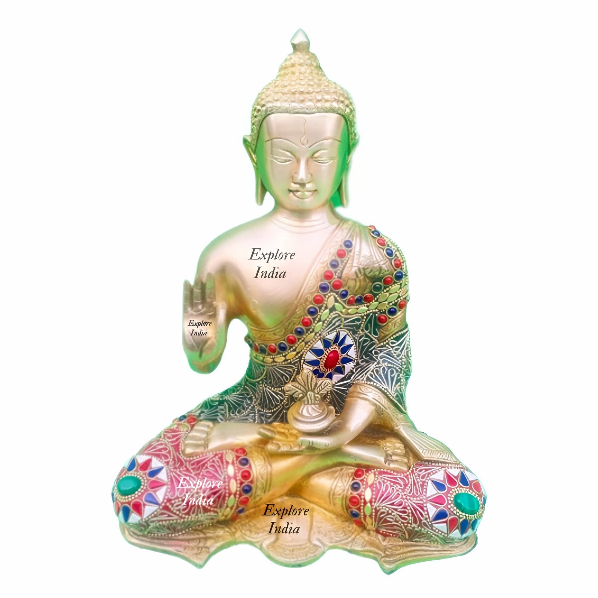 MVs Madh Ventures Brass Gautama Buddha in Blessing Posture, Stonework Statue,Gifting Showpiece, Buddha Idol, Weight: 4 Kg, H: 10.62 inch