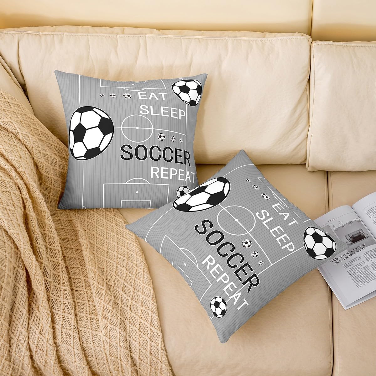 jejeloiu Soccer Throw Pillow Covers 18"x18" 1Pcs image 3