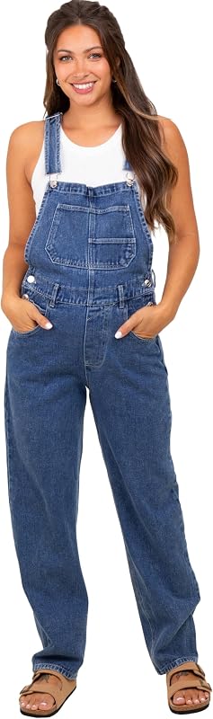 Wash Rolled Cuff Maternity Overalls