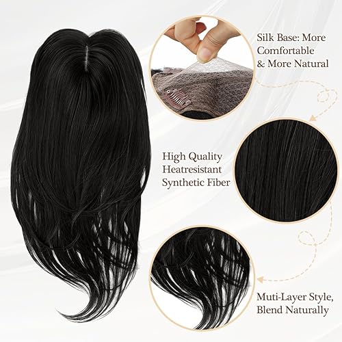 Miniatura 3 de UDU Toppers para el cabello para mujer, para adelgazar, pelo sintético, piezas de pelo para mujeres, múltiples capas, largo, lacio, ondulado, con