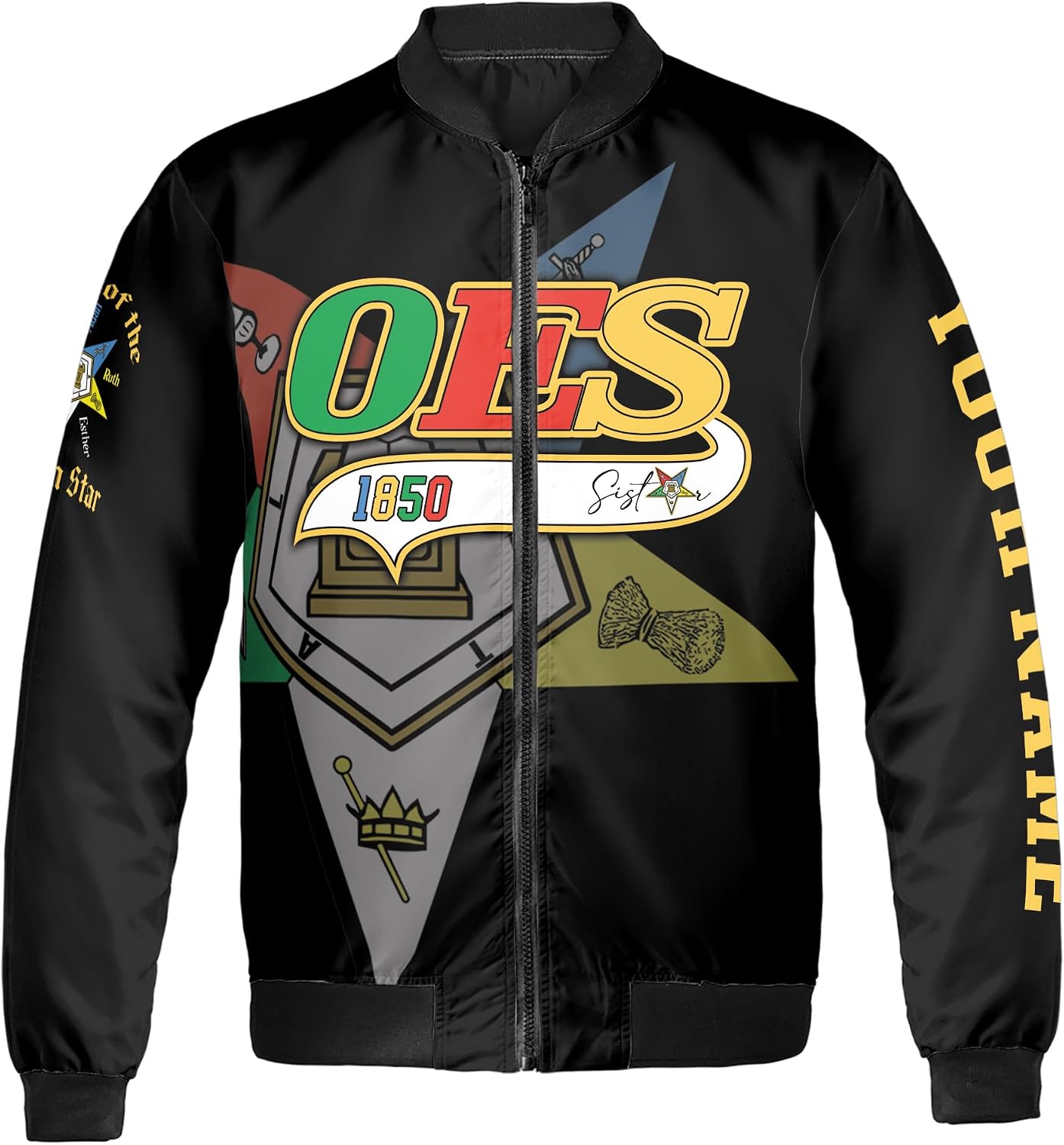 Personalized Multi-color Order of the Eastern Star OES Bomber Jacket S-5XL