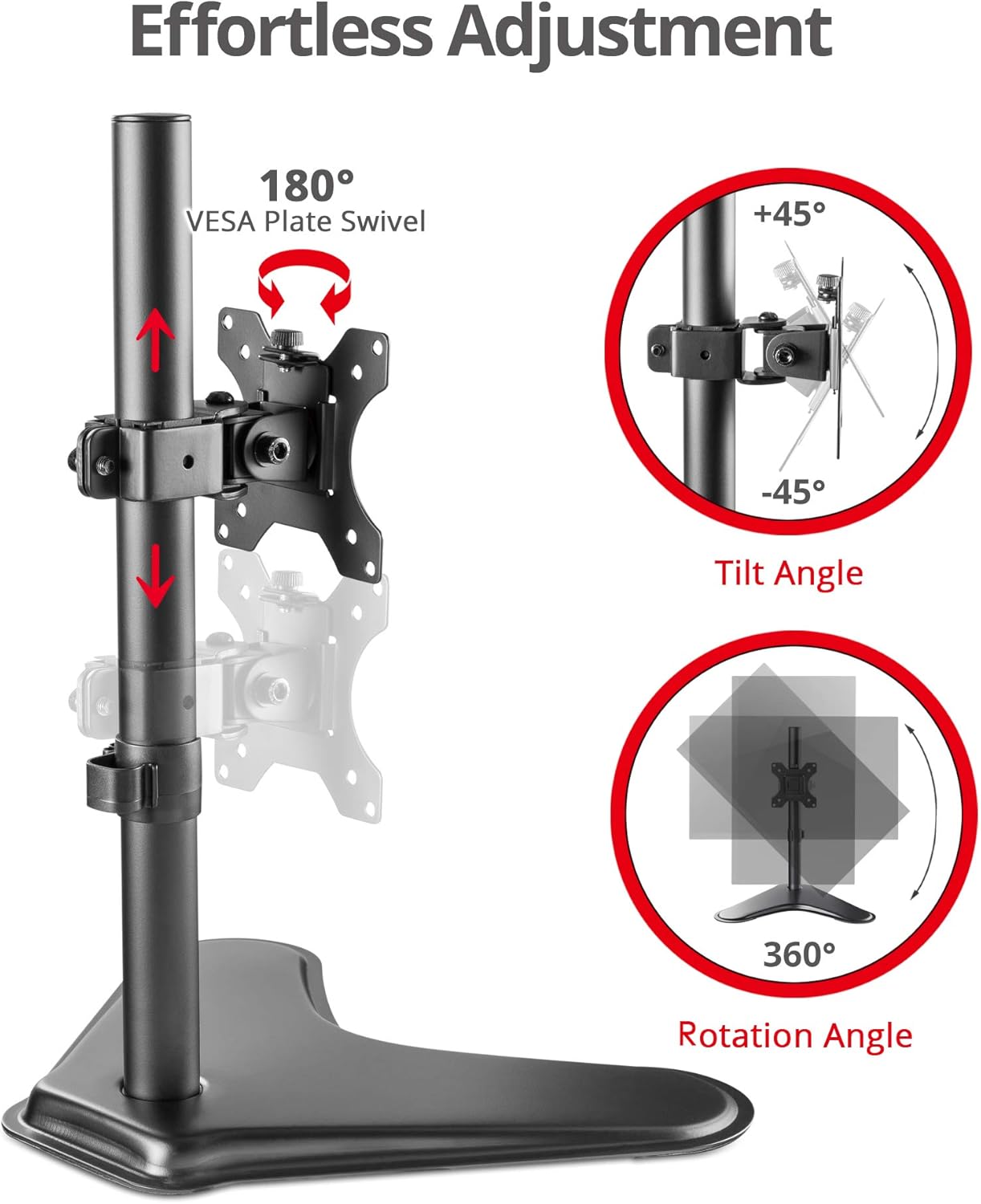 SIIG Height Adjustable Single Monitor Desk Stand for 13" to 32"