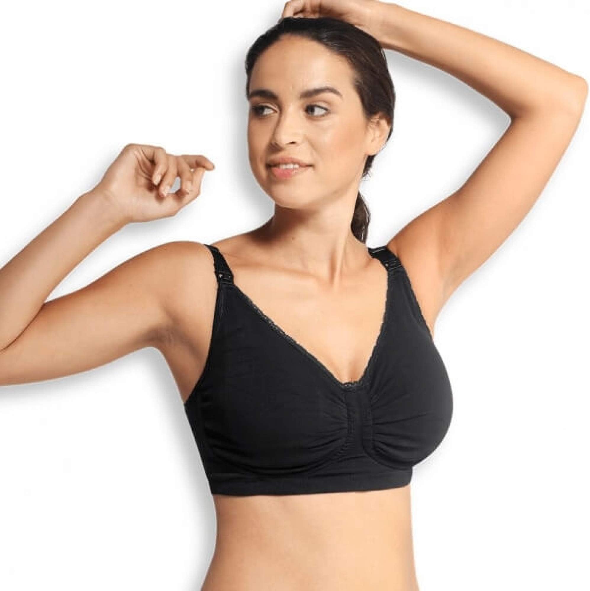 Padded GelWire Support Nursing Bra for Fuller Breasts - 2XL - Black