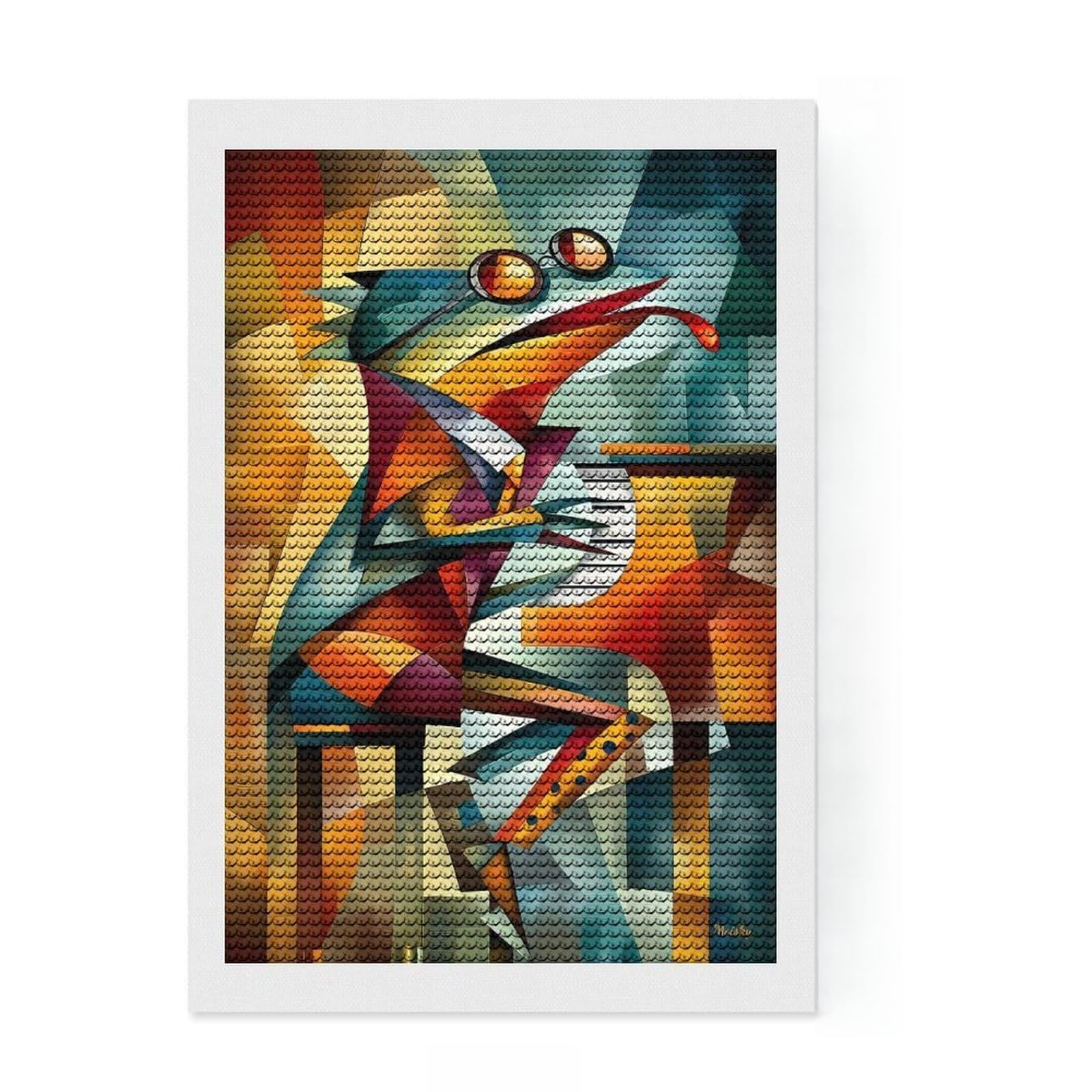 Junmoney Lizard on Keys DIY Diamond Art Canvas Kit 8"x12", for Adults, Finish and Display, Birthday Gift, Aesthetic Room Decor