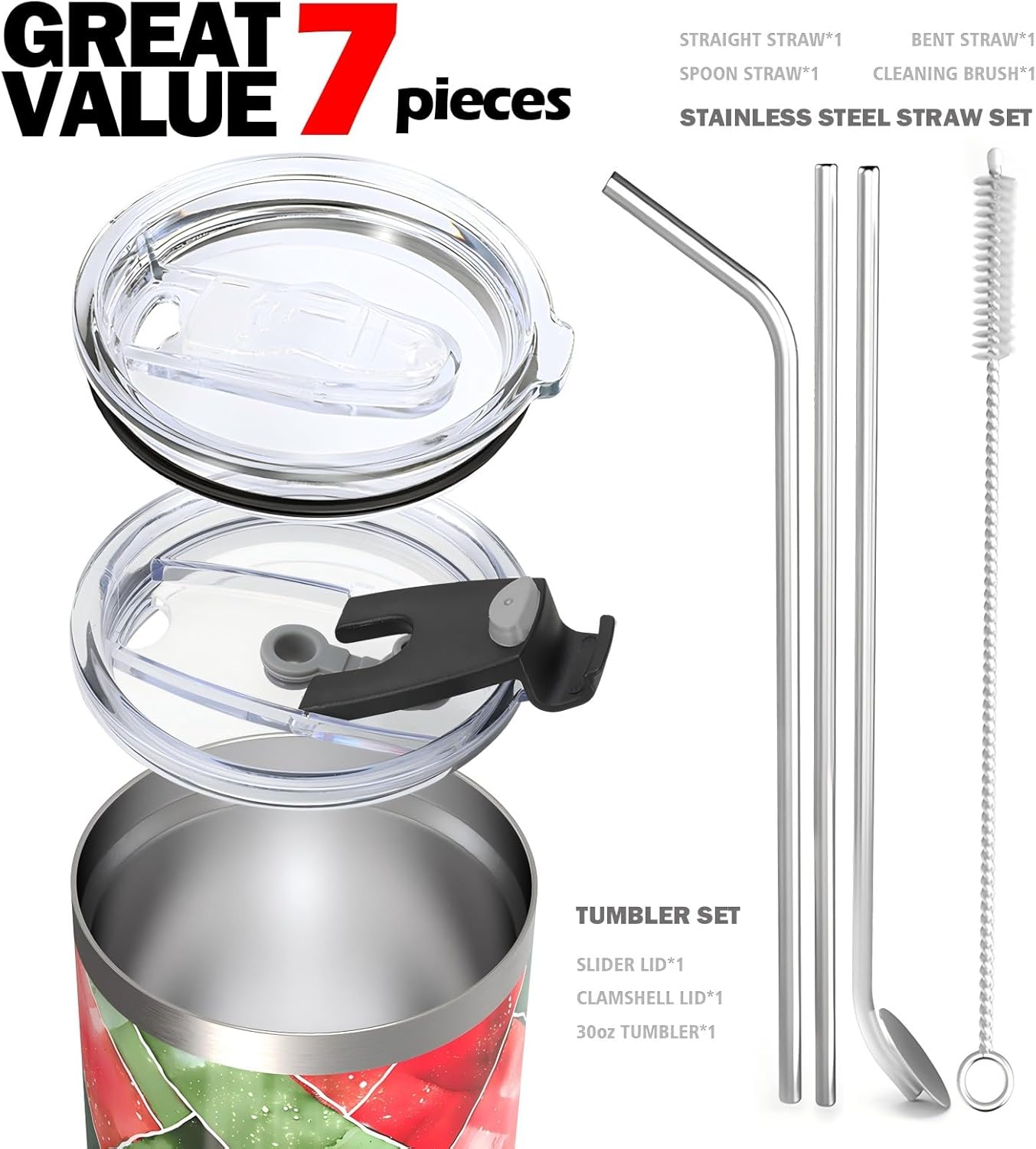 30 oz Tumbler with Lid and Straw | Double Wall Vacuum Insulated Stainless Steel Water Tumbler | Leak Proof Travel Cup Coffee Mug Perfect for Cold or Hot Drinks | Silk Ribbon Christmas Tumbler - Image 2