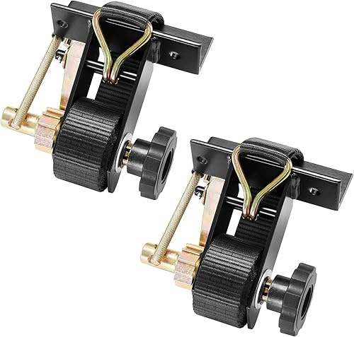 VEVOR Correas de trinquete para escalera, soporte de tubo cuadrado negro de 1.4 pulgadas, correas de estante de escalera negras de 1.5 pulgadas de