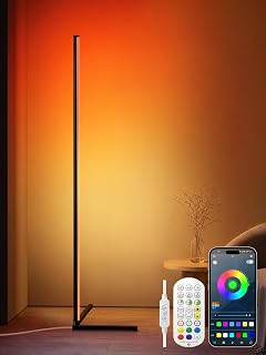 LanSuper Smart Corner Floor Lamp, 65" RGBW Color Changing LED Floor Lamp | Music Sync, Remote & App Control, DIY Mode & Timing, Eye Protection Floor lamp for Living Room Gaming Room