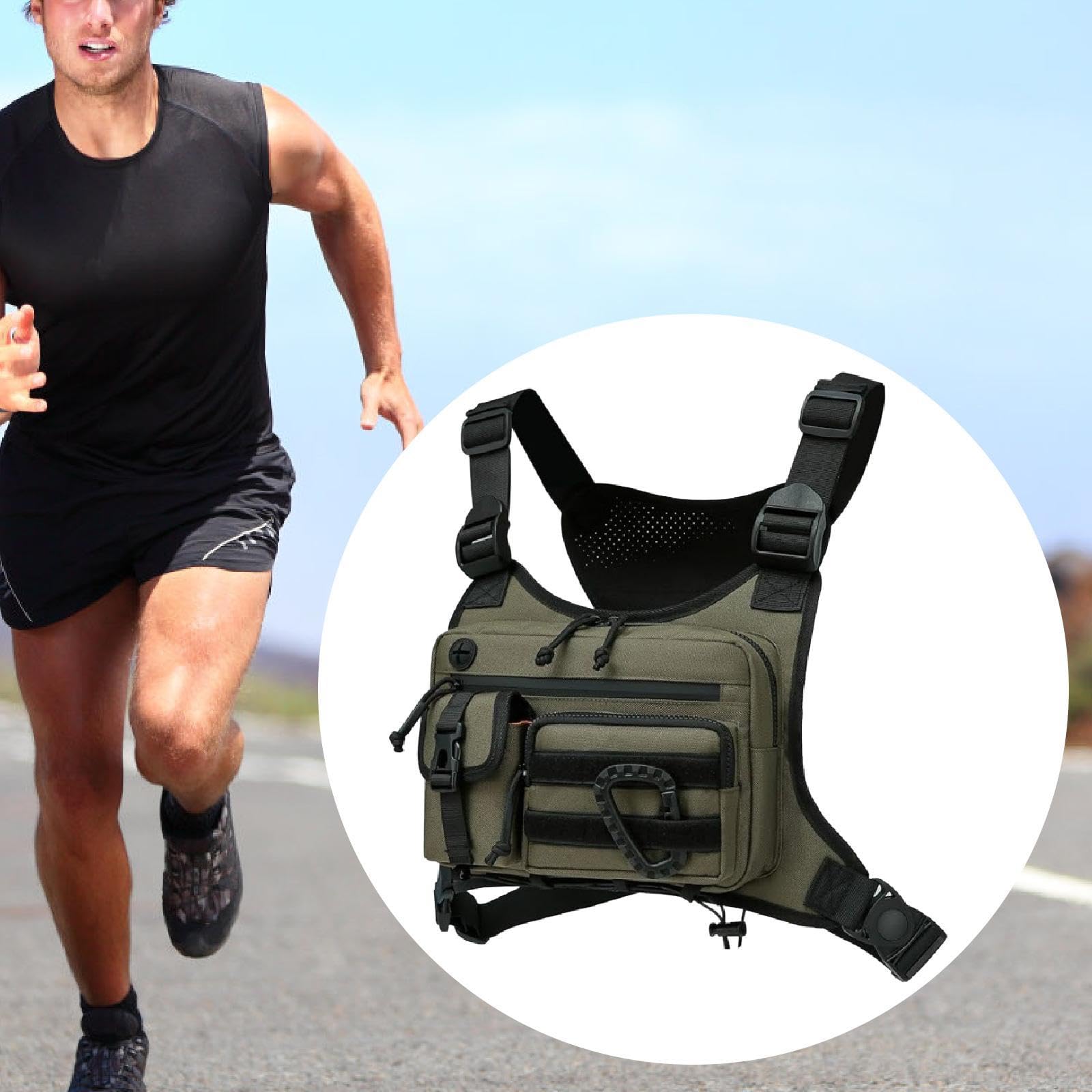 Multifunzionale per Uomo E Donna, Leggero, con Porta Cellulare, Ideale per Passeggiate E Sport All'aria Aperta, Verde