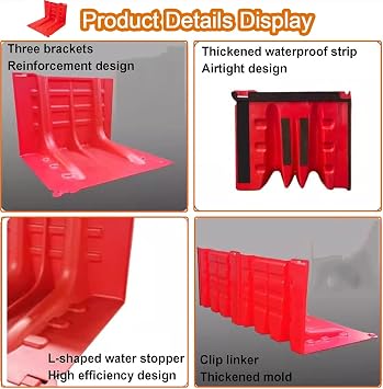 Flood Prevention Barriers,ABS Plastic Flood Barrier, 2/3/4/5/6/7/8/9/10/20/30-Pcs Flood Barrier L-Shaped Flood Barrier,for Underground Garage Warehouse Shopping(2-Pcs)